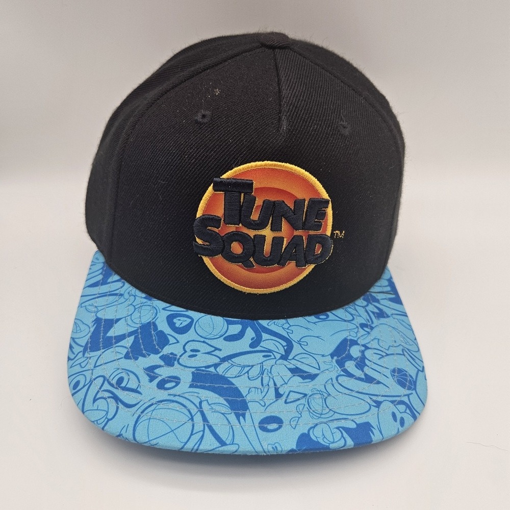 Space Jam Tune Squad Hat Cap Snap Back Black Blue Cartoon Embroidered Mens Movie